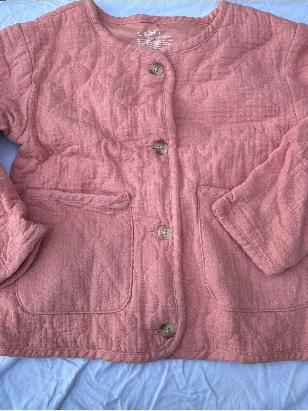 Cat & Jack Mauve Quilted Button-Front Girls' Jacket